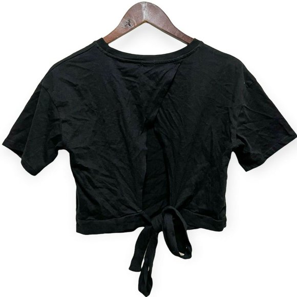 River Island Women's Size 4 / Small Short Sleeve Round Neck Tie Open Back Black - Picture 4 of 11